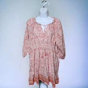 Athleta Printed Calico Boho Tunic Coverup Dress